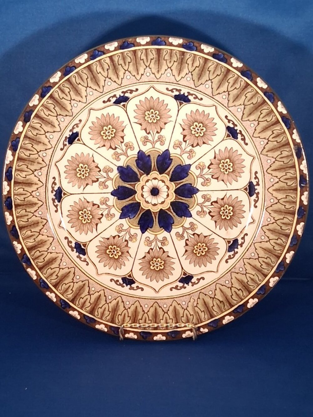 Antique (1902- 1922) Royal Doulton Cyprus Plate Charger Cobalt Blue & Gold 10.5"